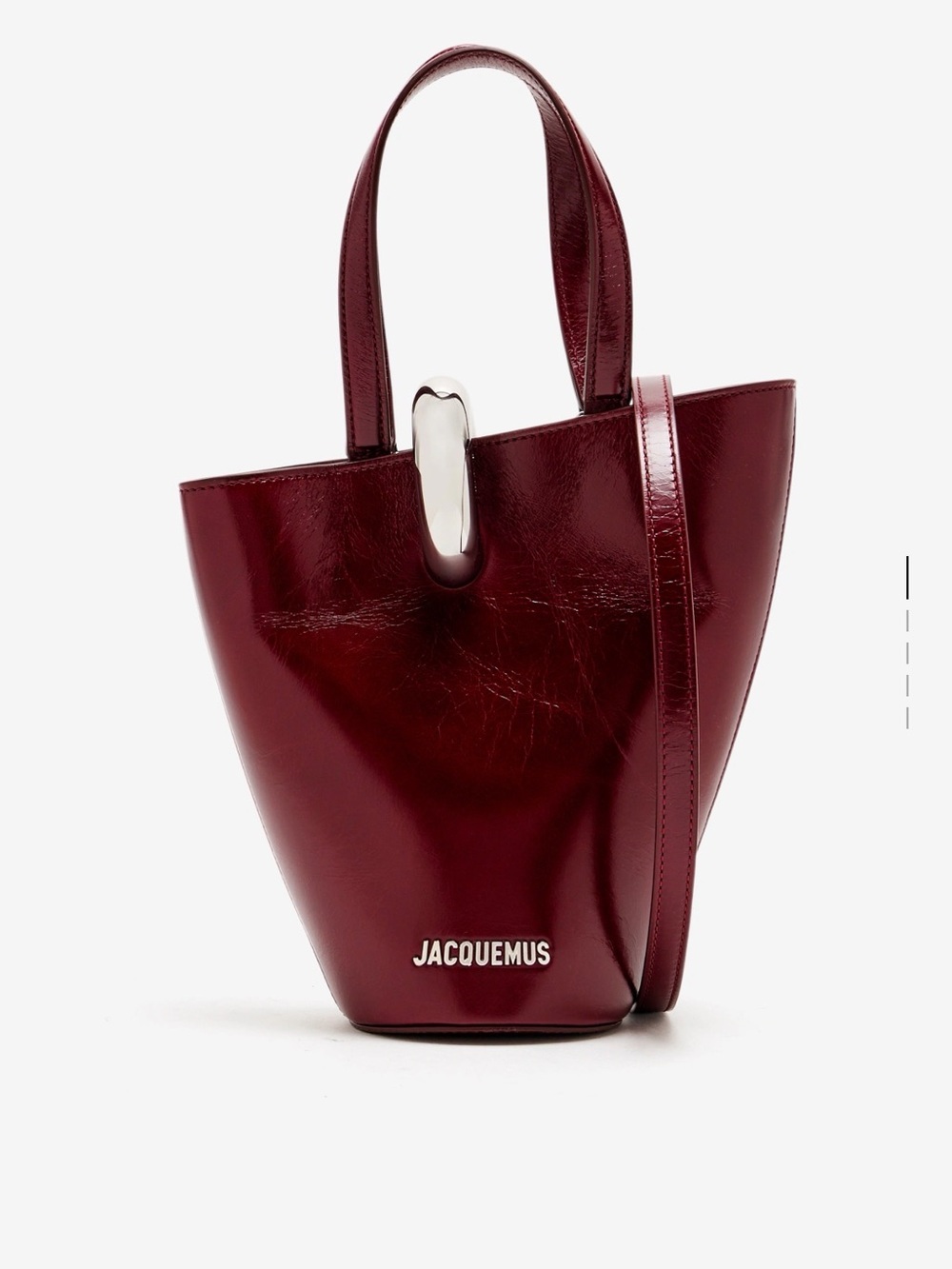Jacquemus Le Petit Bambola Deep Burgundy Leather with Silver Accent